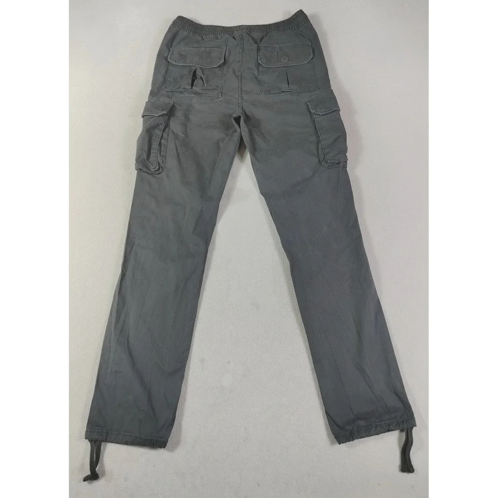 Arizona Jean Co Cargo Pants Mens Small Black Elastic Waist Drawstring Utility